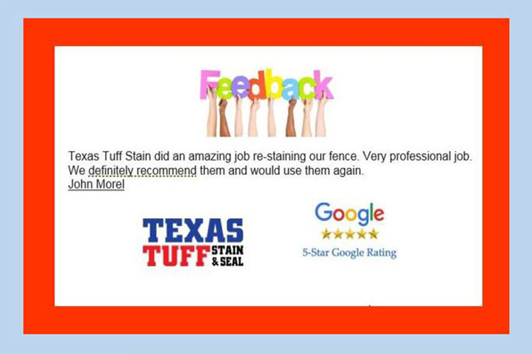 Texas Tuff Stain & Seal Testimonials